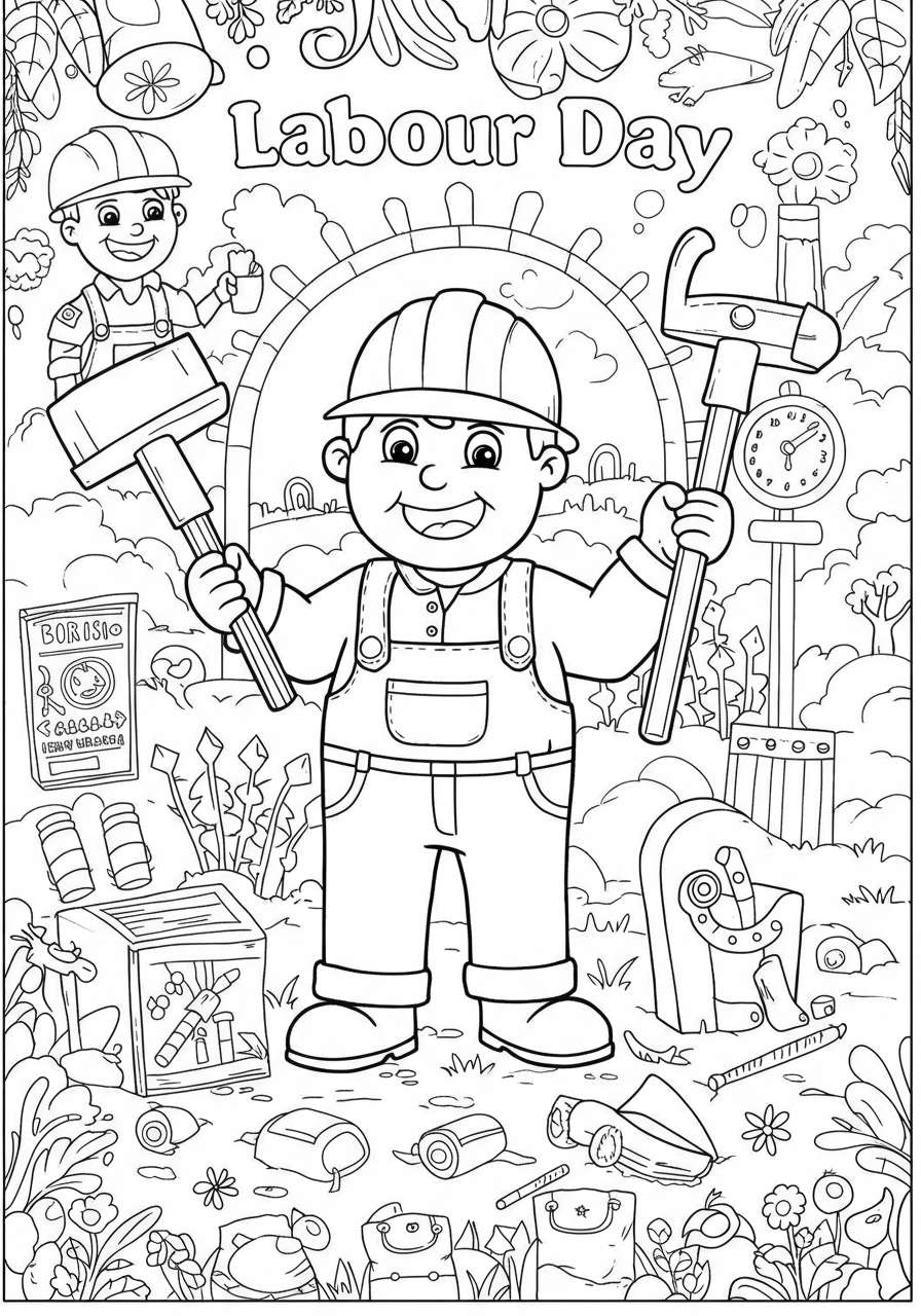 Labour Day Coloring Book for Kids – Fun Educational Activity Pages with Workers, Tools, and Everyday Heroes 11 Labour Day Coloring Book for Kids – Fun Educational Activity Pages with Workers, Tools, and Everyday Heroes - Image 11