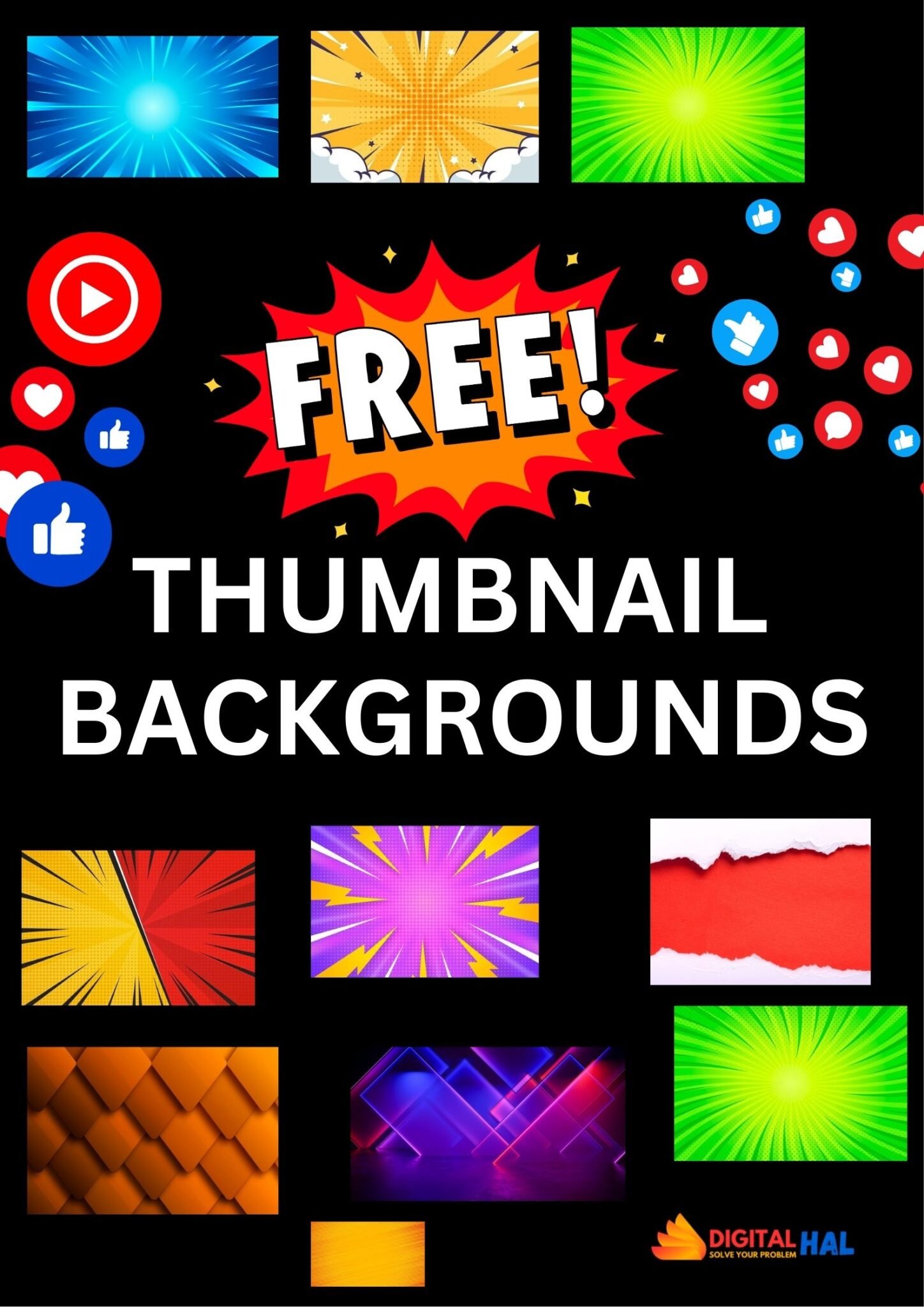 Free YouTube Thumbnail Backgrounds Pack | Best HD Templates for ...