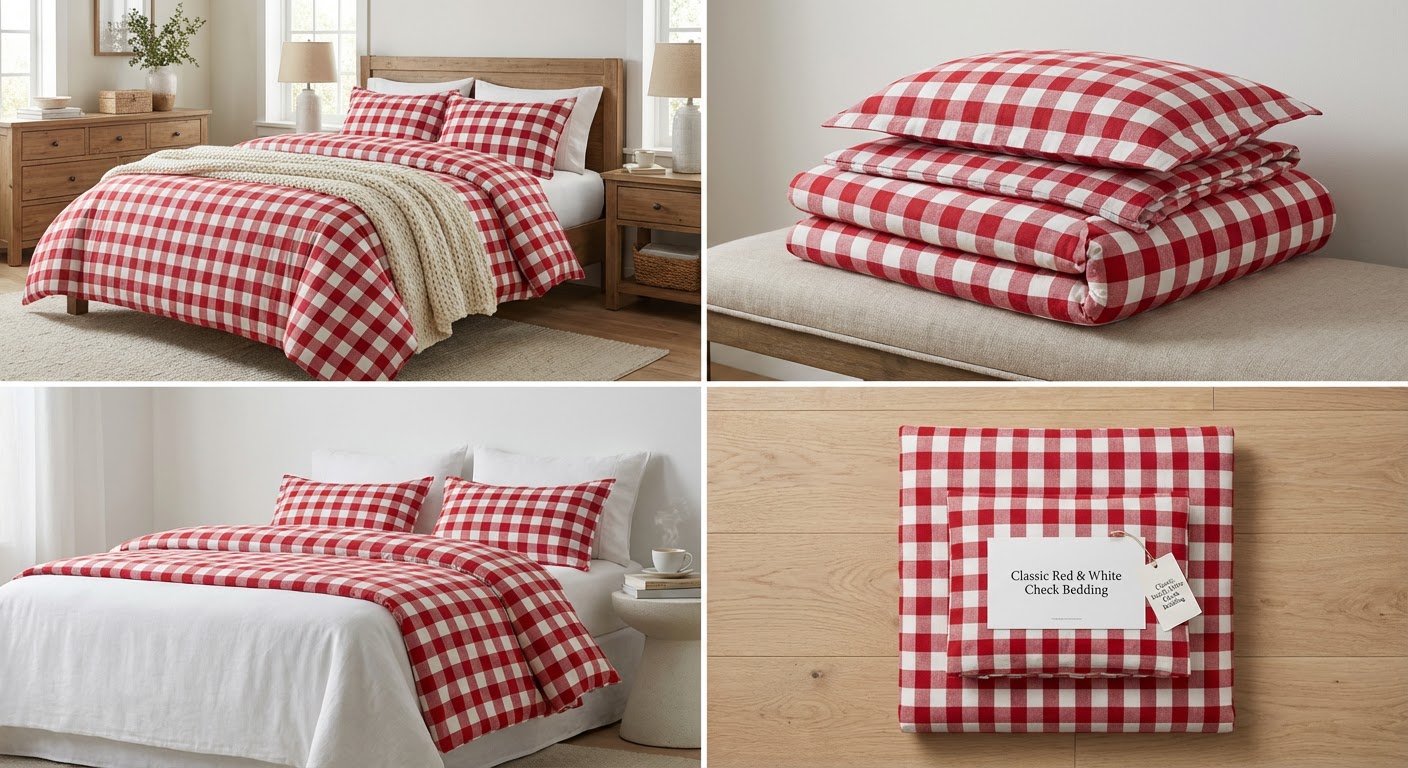 Classic Red & White Check Bedding – Timeless Cozy Bedroom Style Pattern 2 Classic Red & White Check Bedding – Timeless Cozy Bedroom Style Pattern - Image 2
